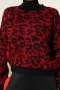 Leopar Desen Triko Kazak Bordo 01246061