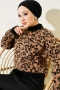 Leopar Desen Triko Kazak Latte 01246061