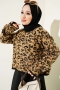 Leopar Desen Triko Kazak Camel 01246061