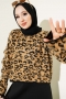 Leopar Desen Triko Kazak Camel 01246061