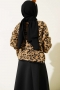 Leopar Desen Triko Kazak Camel 01246061