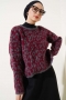 Leopar Desen Triko Kazak Bordo Füme 01246061