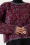 Leopar Desen Triko Kazak Bordo Füme 01246061