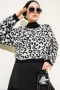 Leopar Desen Triko Kazak Beyaz 01246061