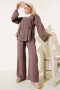 Yandan İp Bağcıklı Kimono İkili Takım Vizon 04747581