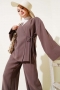 Yandan İp Bağcıklı Kimono İkili Takım Vizon 04747581