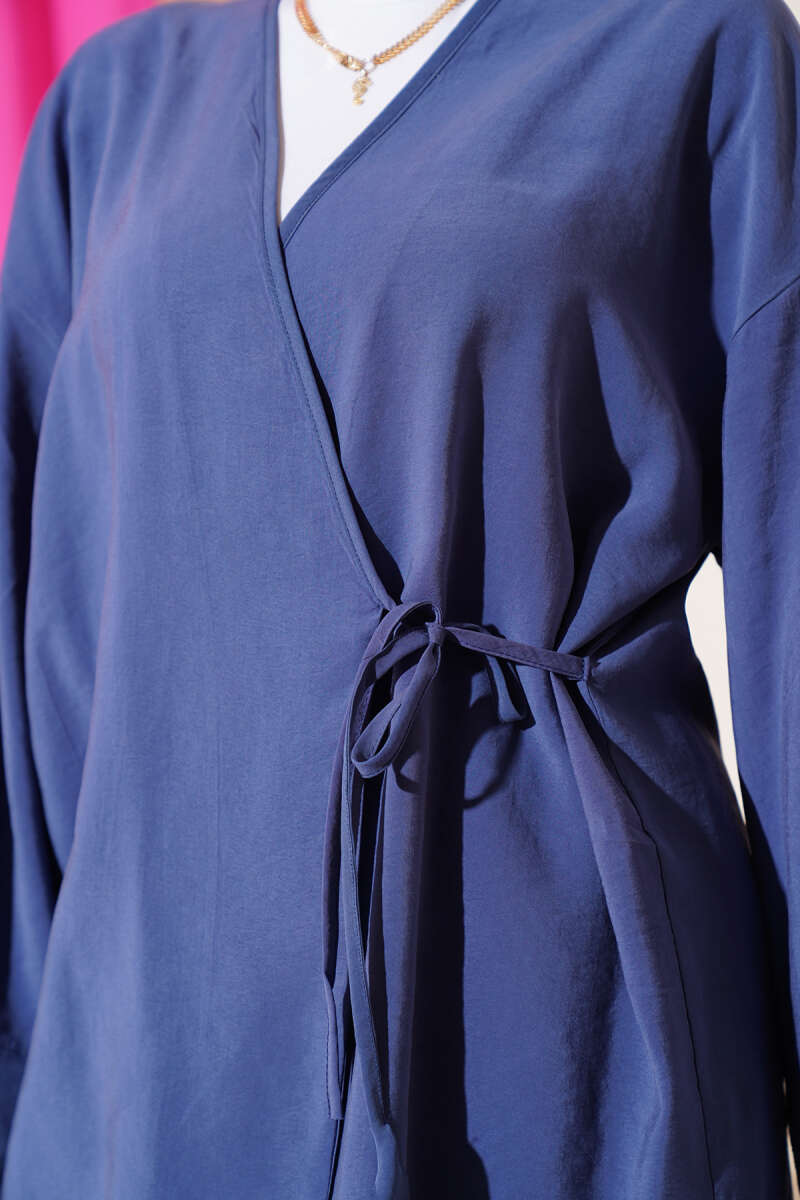 Yandan İp Bağcıklı Kimono İkili Takım İndigo 04747581
