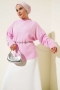 Kare Desenli Triko Kazak Pembe 80236918