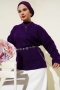 Kare Desenli Triko Kazak Mor 80236918