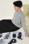 Kare Desenli Triko Kazak Gri 80236918