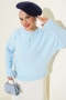 Kare Desenli Triko Kazak Bebe Mavi 80236918