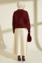 Kare Desenli Triko Kazak Bordo 80236918