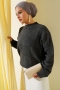 Kare Desenli Triko Kazak Füme 80236918