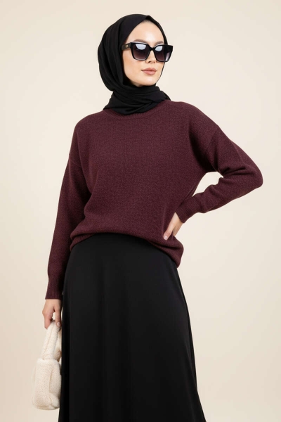 Salaş Yumoş Triko Kazak Bordo 92924737