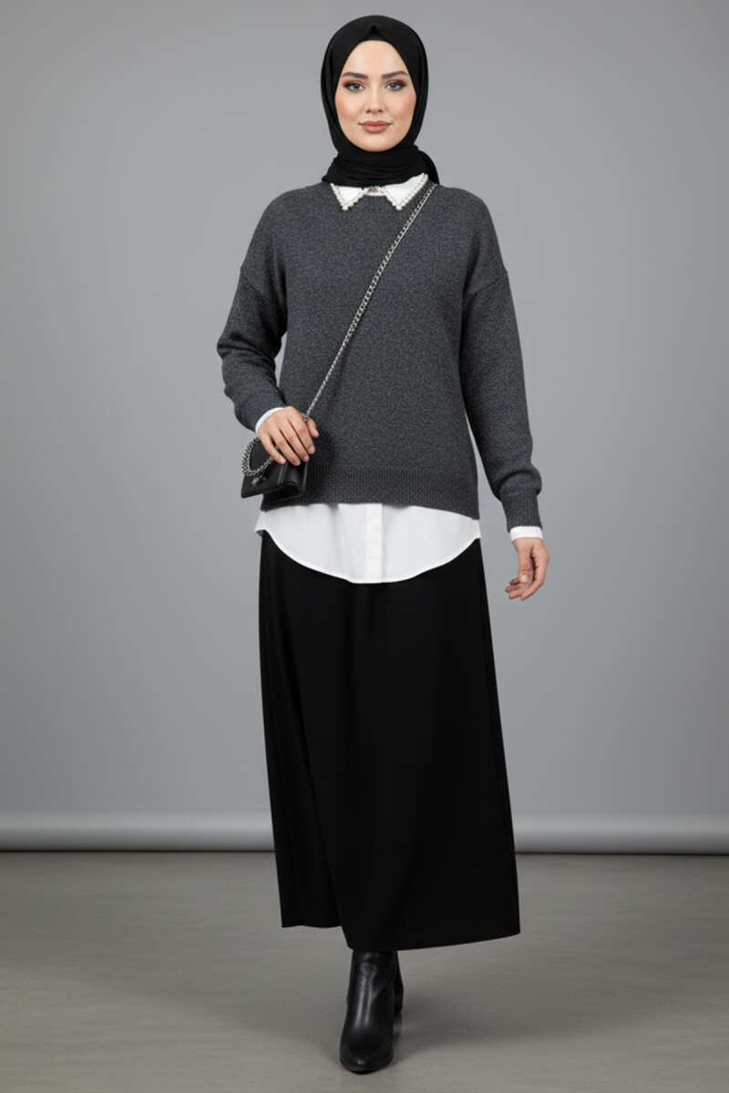 Salaş Yumoş Triko Kazak Füme 92924737