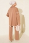 Yarım Fermuarlı Şerit Detaylı Triko İkili Takım Latte 32297131