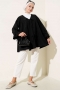 Tünelli Büzgülü Kimono Siyah 57276631