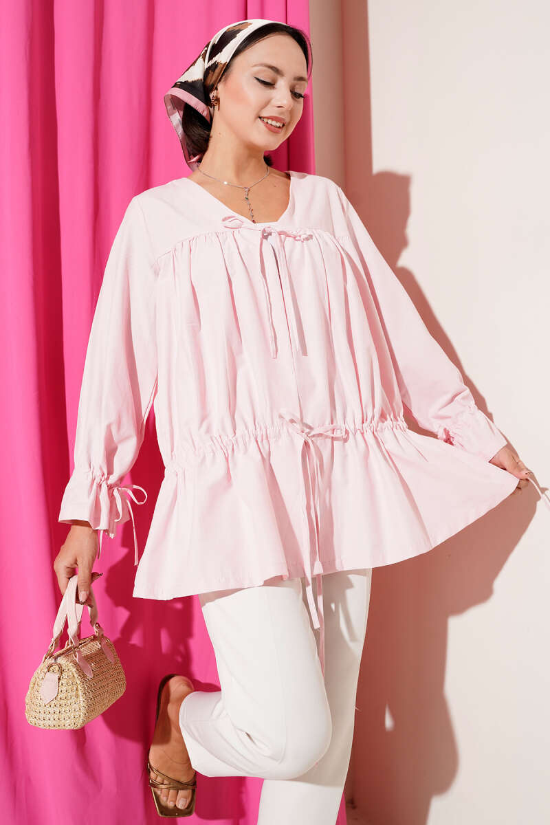 Tünelli Büzgülü Kimono Pembe 57276631