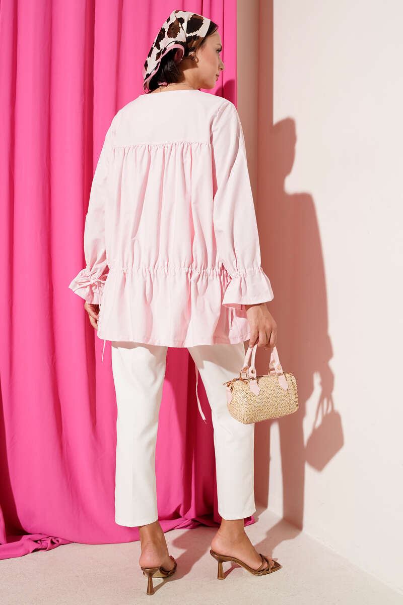 Tünelli Büzgülü Kimono Pembe 57276631