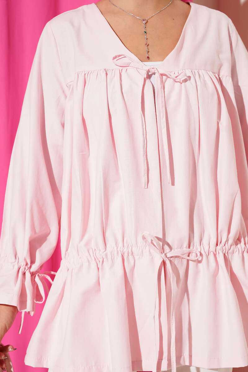 Tünelli Büzgülü Kimono Pembe 57276631