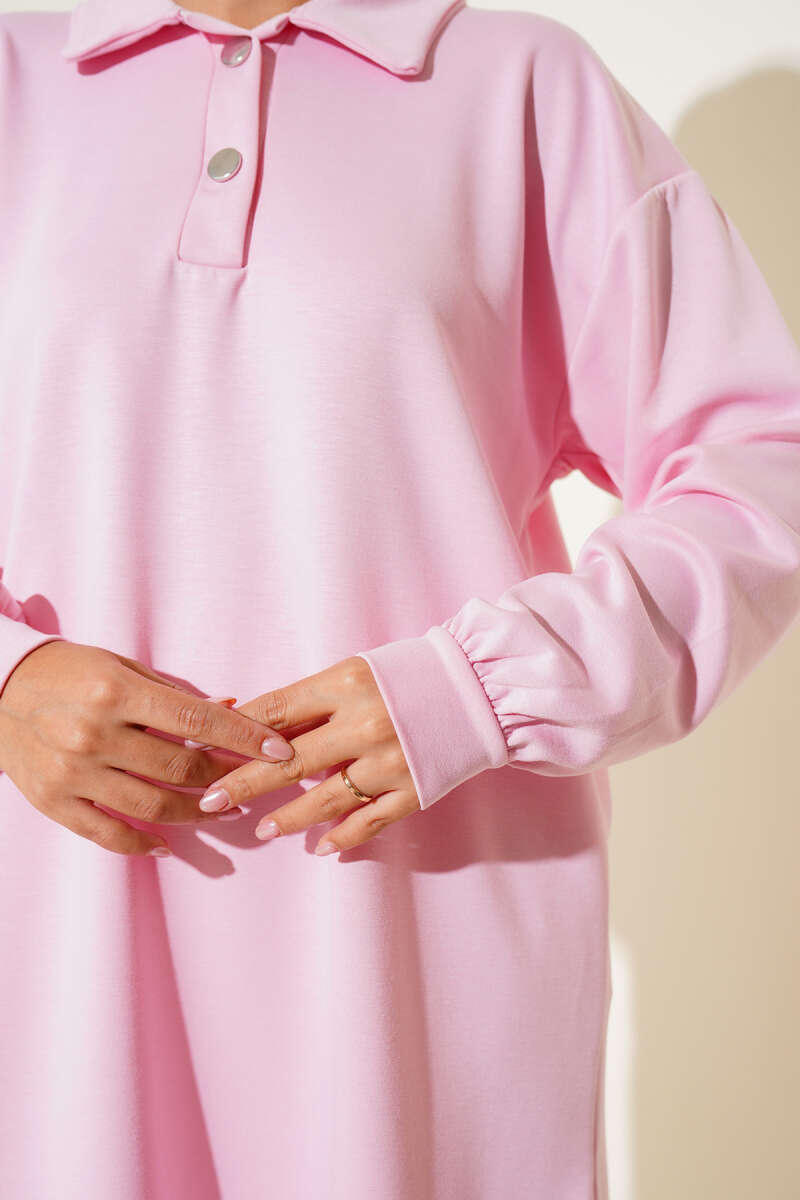 Çıtçıtlı Gömlek Yaka İkili Takım Pembe 62811852