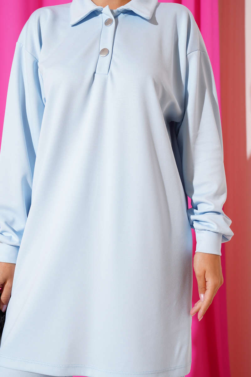 Çıtçıtlı Gömlek Yaka İkili Takım Bebe Mavi 62811852